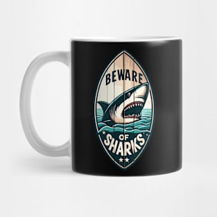 Beware of Sharks retro vintage Mug